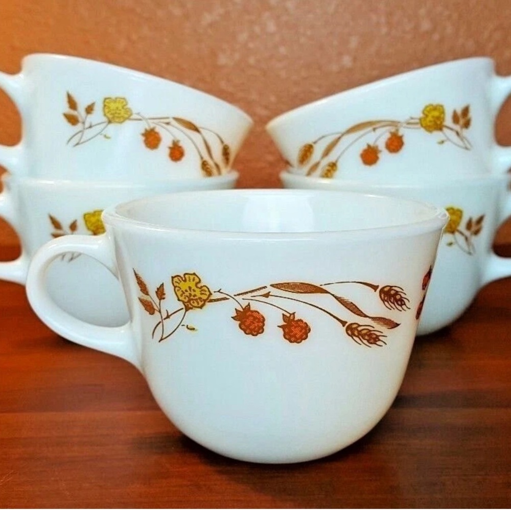 Pyrex White and Yellow Floral Mugs